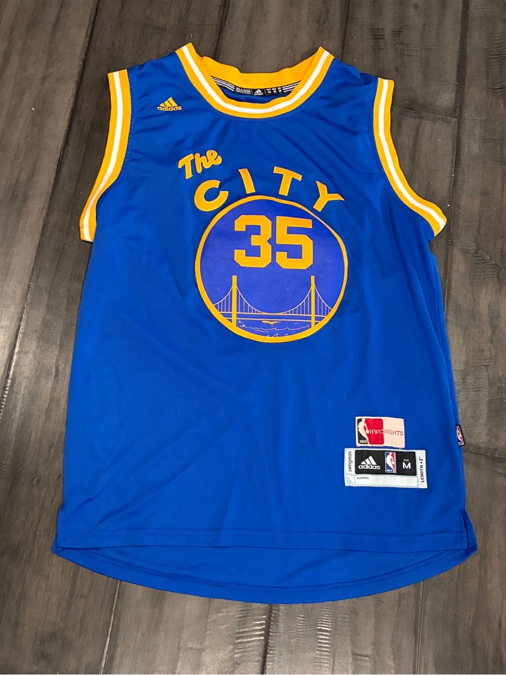 Adidas Kevin Durant GS Warriors The City Hardwood Classics Swingman Jersey - Med